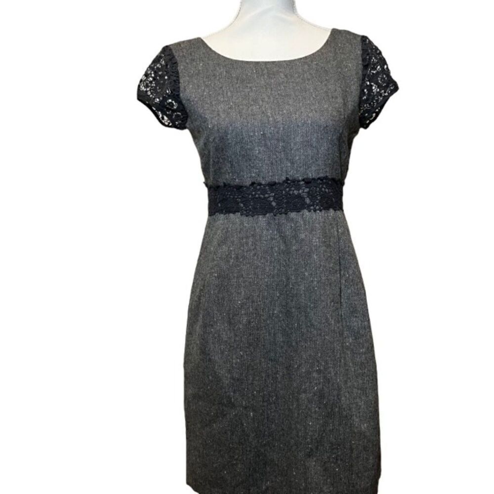 J. Crew Wool Blend Tweed Dress with Lace Waist Detail Lined Pockets‎ Size 2